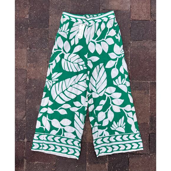 NWT Nicole Miller green white tropical linen summer beach vacation set size S/M - Picture 4 of 5